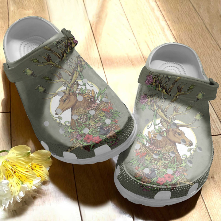 Wild Deer With Fish Flower Crocs Shoes Crocbland Clog Birthday Gifts For Man Father Grandpa