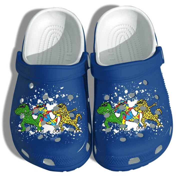 T-Rex Dinosaurs Autism Kids Shoes Crocs - Autism Awareness Puzzle Cute Crocs Shoes Gifts For Boys Son