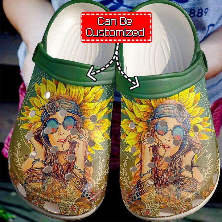 Hippie Crocs - Hippie Sunflower Girl Crocs Clog Shoes For Men And Women