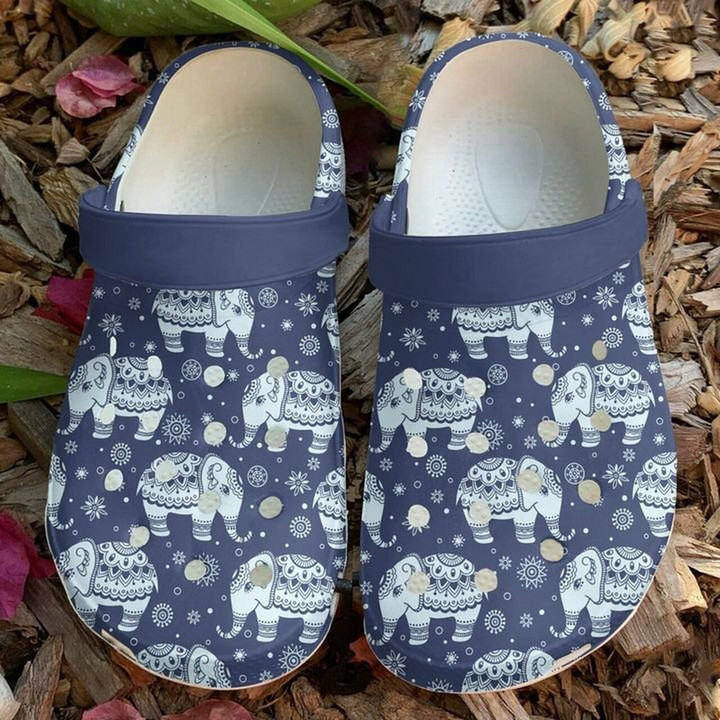 Elephant Ethnic Mandala 102 Gift For Lover Rubber Crocs Clog Shoes Comfy Footwear