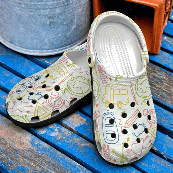 Teacher Personalized Icon School Gift For Lover Rubber Crocs Clog Shoes Comfy Footwear