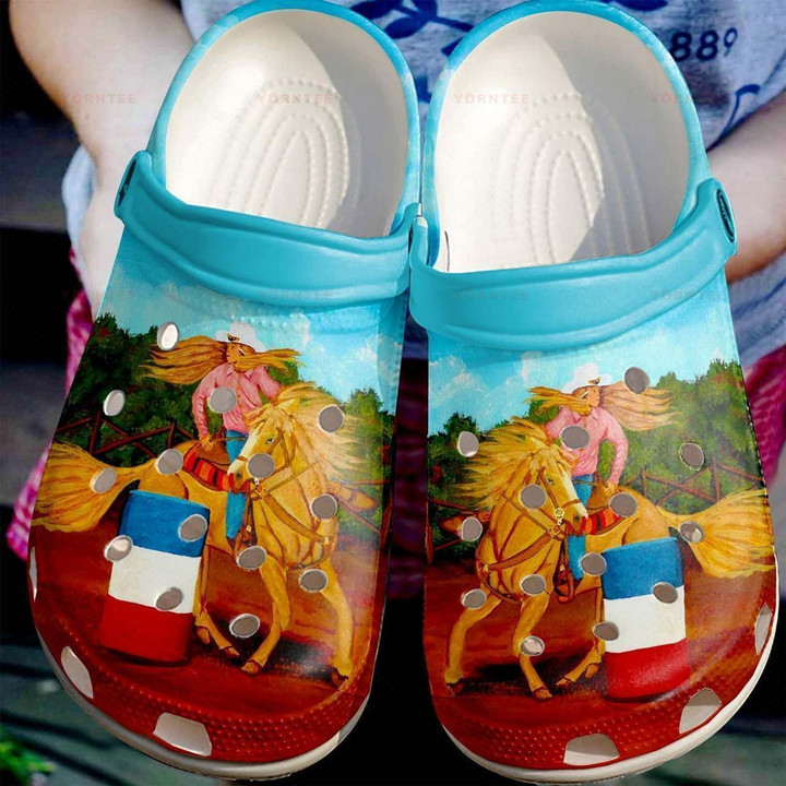 Racinggirl And Her Horse Gift For Lover Rubber Crocs Clog Shoes Comfy Footwear