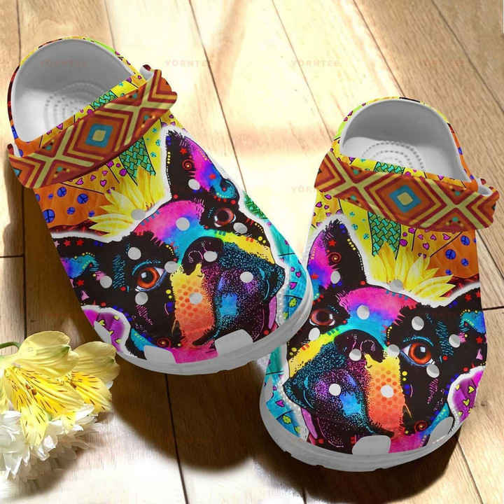 Colorful Boston Terrier 10 Gift For Lover Rubber Crocs Clog Shoes Comfy Footwear