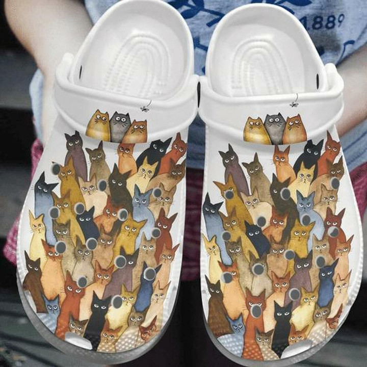 Funny Family Cat Personalized 5 Gift For Lover Rubber Crocs Clog Shoes Comfy Footwear