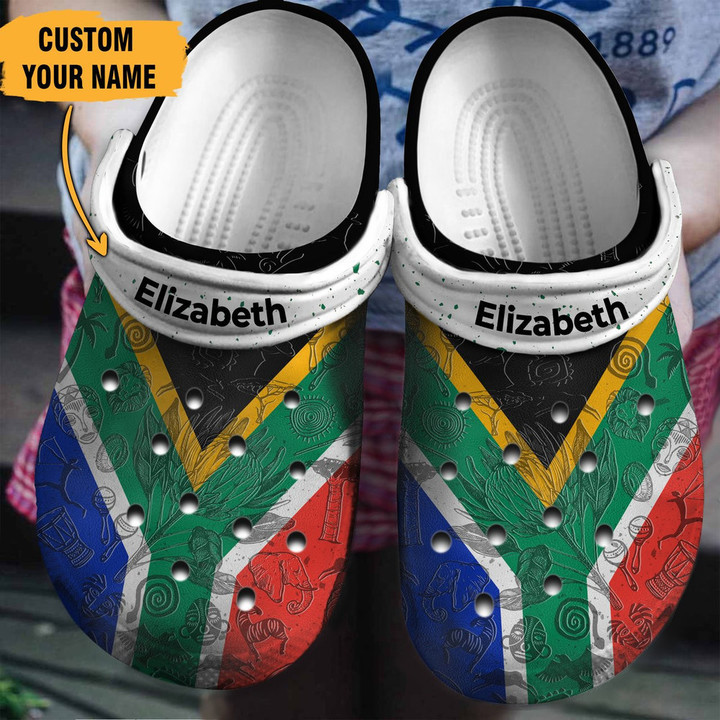 South African Flag Gift For Fan Classic Water Rubber Crocs Clog Shoes Comfy Footwear
