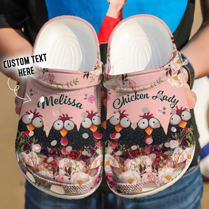Chicken Lady Custom Name Gift For Lover Rubber Crocs Clog Shoes Comfy Footwear