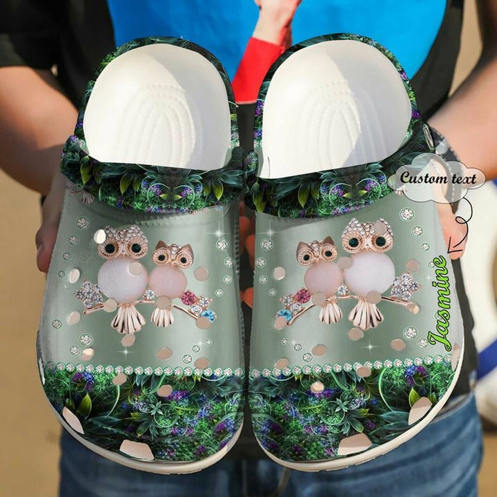 Couple Owl Personalized Bling Bling102 Gift For Lover Rubber Crocs Clog Shoes Comfy Footwear