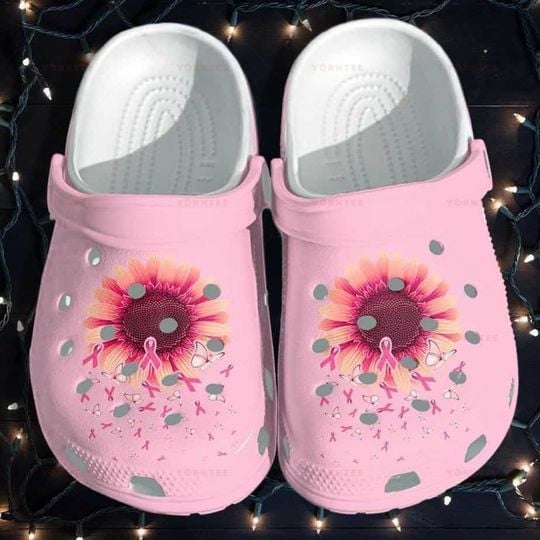 Sunflower Breast Cancer Awareness Merchrubber Crocs Clog Shoes Comfy Footwear