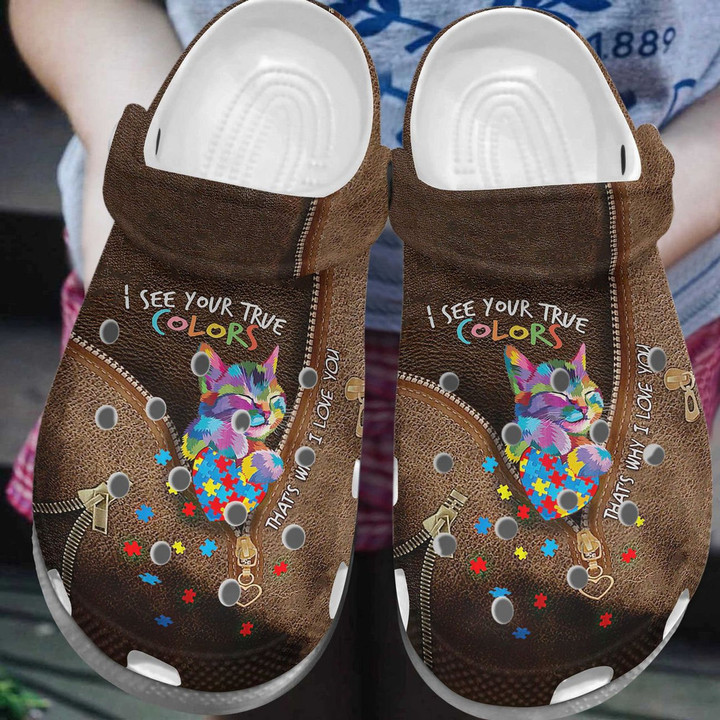 Autism True Colors For Mens And Womens Gift For Fan Classic Water Rubber Crocs Clog Shoes Comfy Footwear