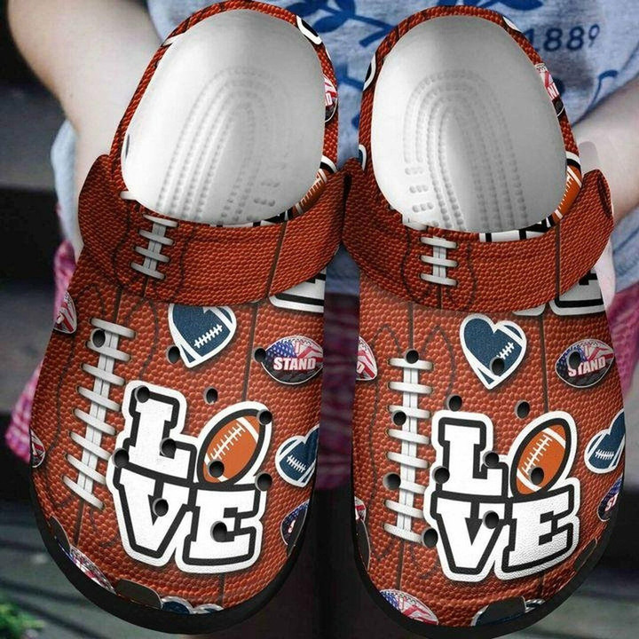 American Football Love 102 Gift For Lover Rubber Crocs Clog Shoes Comfy Footwear