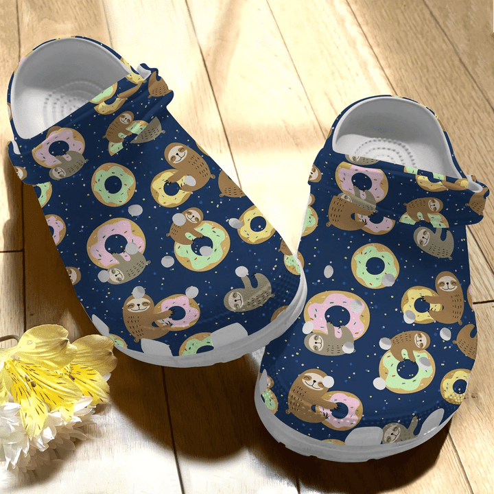 Sloths Love Donut Cute Animal Gift For Lover Rubber Crocs Clog Shoes Comfy Footwear