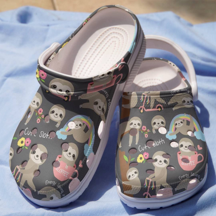 Rainbow Sloth Shoes - Energy Saving Crocbland Clog Birthday Gift For Boy Girl
