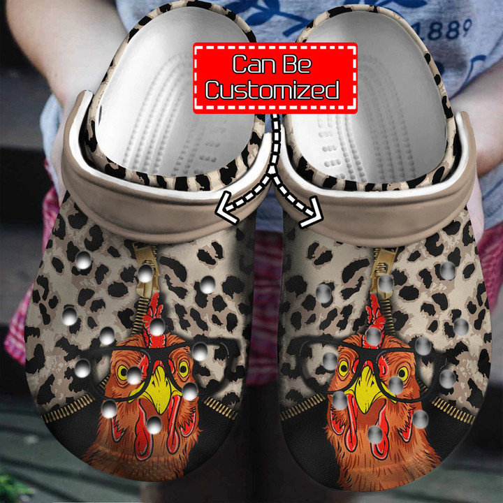 Animal Crocs - Personalized Chicken Leopard Pattern Clog Shoes For Men And Women