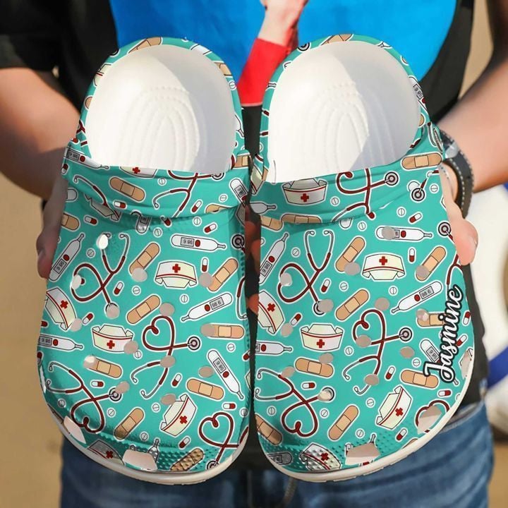 Nurse Personalized Medical Patterns Rubber Crocs Clog Shoes Comfy Footwear