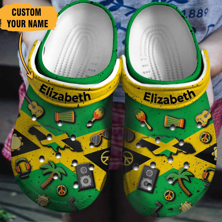 Jamaica Flag Symbols Gift For Fan Classic Water Rubber Crocs Clog Shoes Comfy Footwear