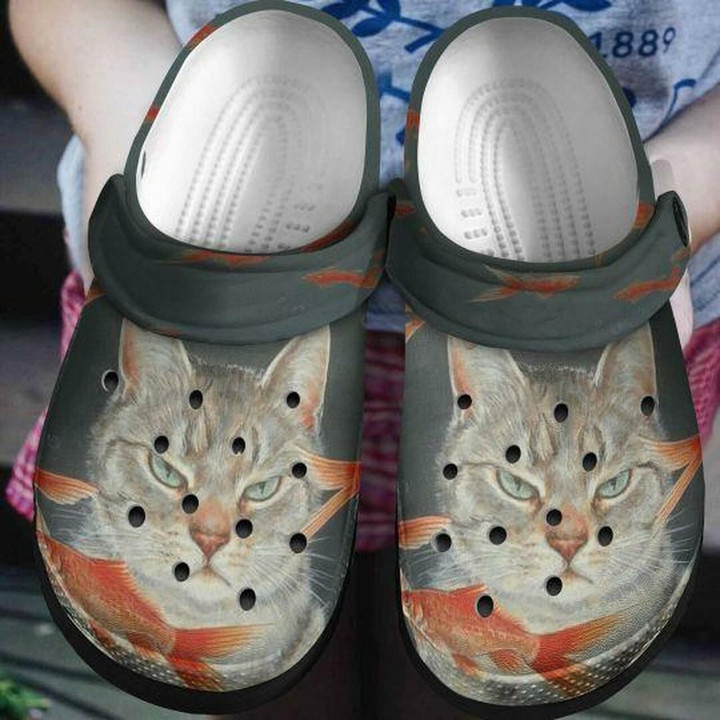 Cat And Fish Personalized Flower Gift For Lover Rubber Crocs Clog Shoes Comfy Footwear