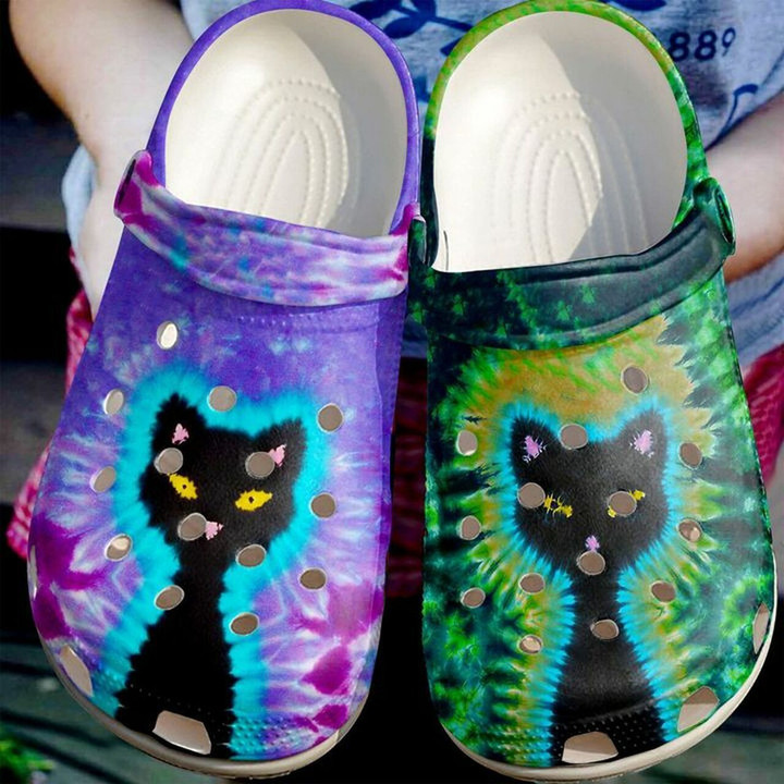 Cat Black And Colors Omber Gift For Lover Rubber Crocs Clog Shoes Comfy Footwear