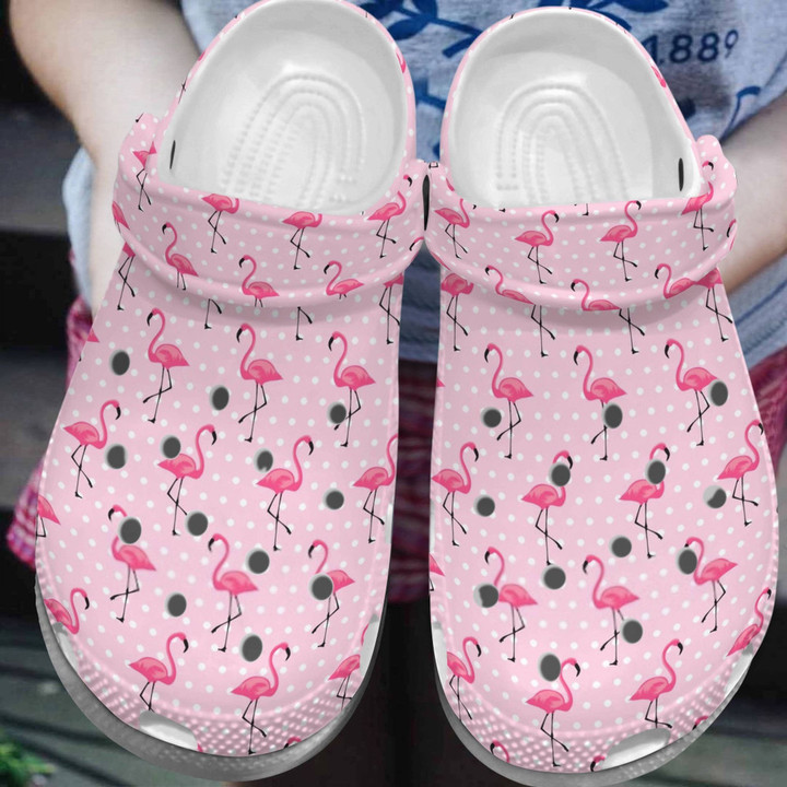 Flamingo Pinky Pattern Rubber Crocs Clog Shoes Comfy Footwear