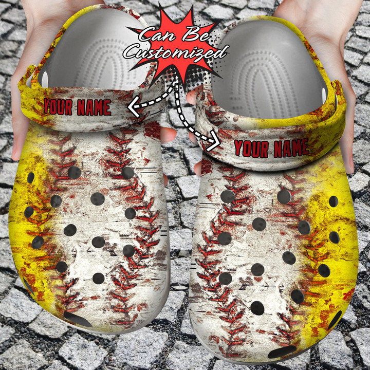 Personalized Baseball Softball Pattern Crocs Clog Shoes Custom Crocs