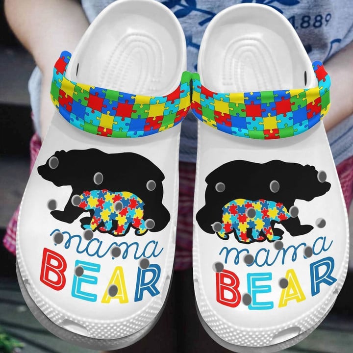 Autism Mama Bear Rubber Crocs Clog Shoes Comfy Footwear