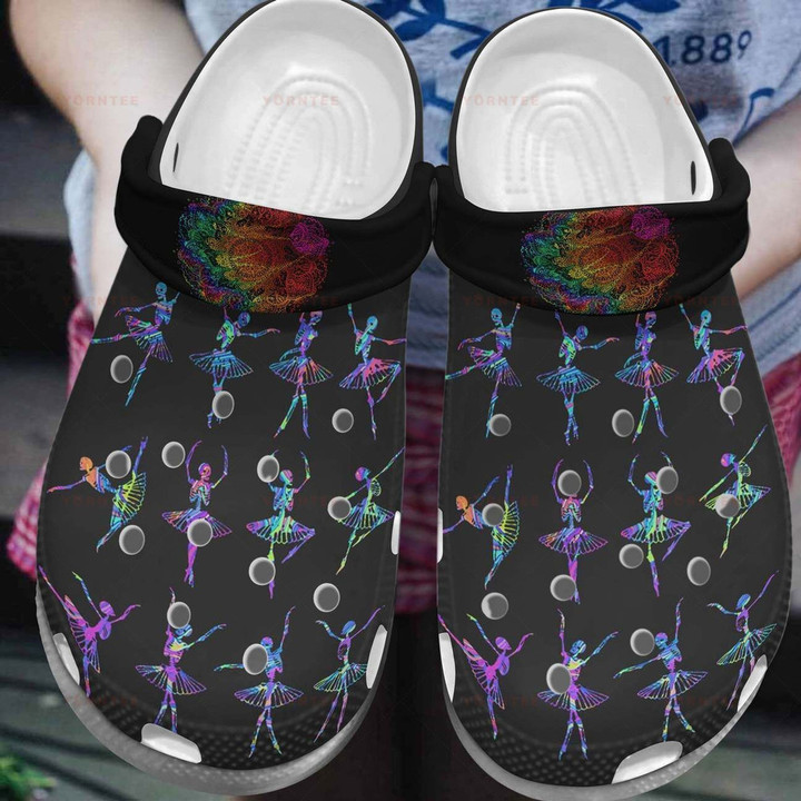 Ballet Colorful Skull Gift For Lover Rubber Crocs Clog Shoes Comfy Footwear