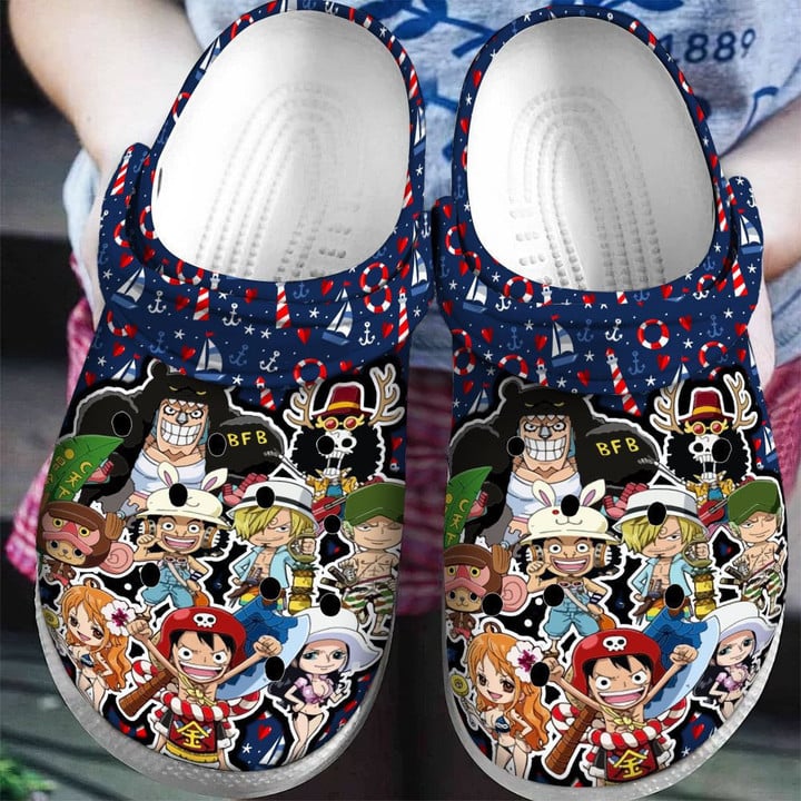 One Pice Christmas Heart Rubber Crocs Clog Shoes Comfy Footwear