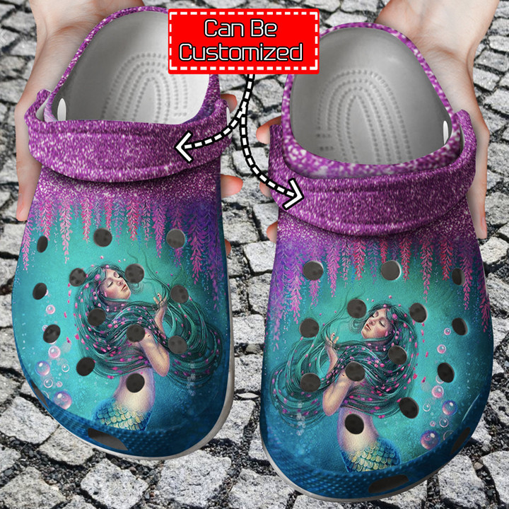 Personalized Mermaid Glitter Crocs Clog Shoes For Men And Women