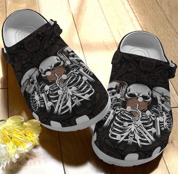 Skull Tattoo Hippie Gift For Lover Rubber Crocs Clog Shoes Comfy Footwear