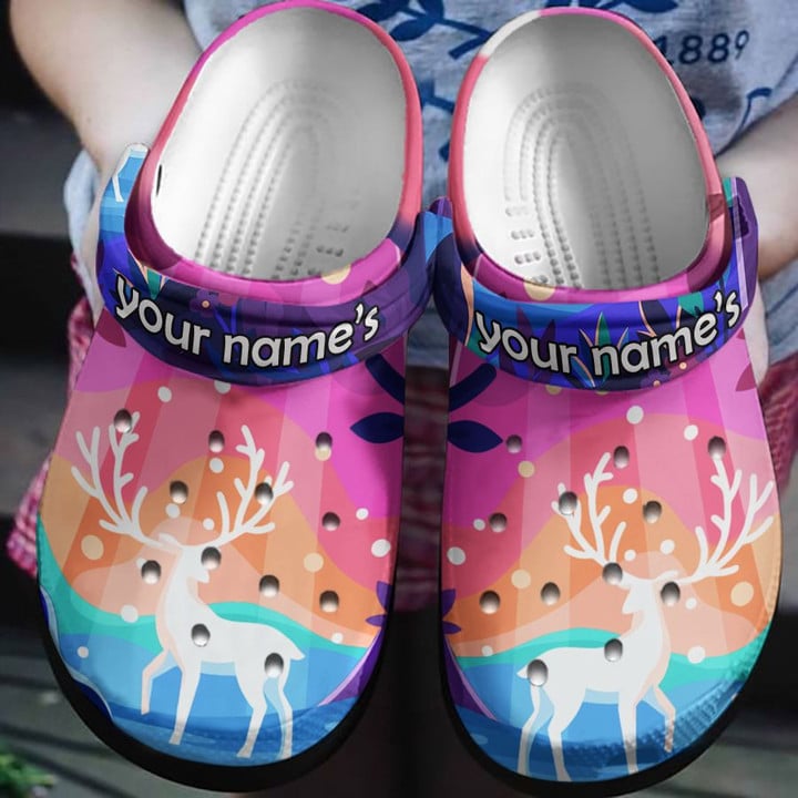 Deer In The Magical Colors Shoes - Rainbow Hippie Deer Hunter Custom Shoe Birthday Gift For Women Girls