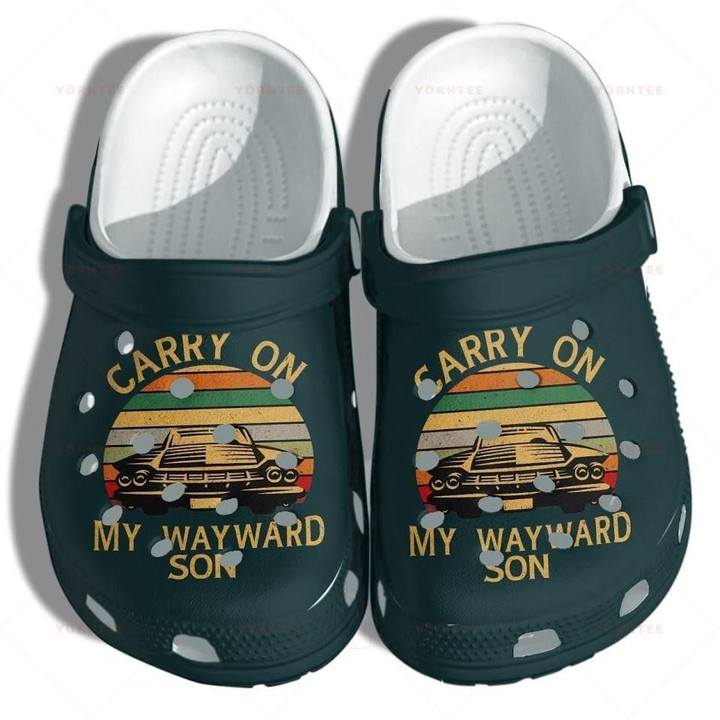 Carry On My Wayward Son Shoes Crocs - Funny Crocs Gift For Lover Rubber Crocs Clog Shoes Comfy Footwear