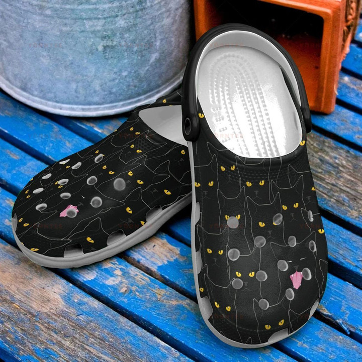 Black Cat Night 6 Gift For Lover Rubber Crocs Clog Shoes Comfy Footwear