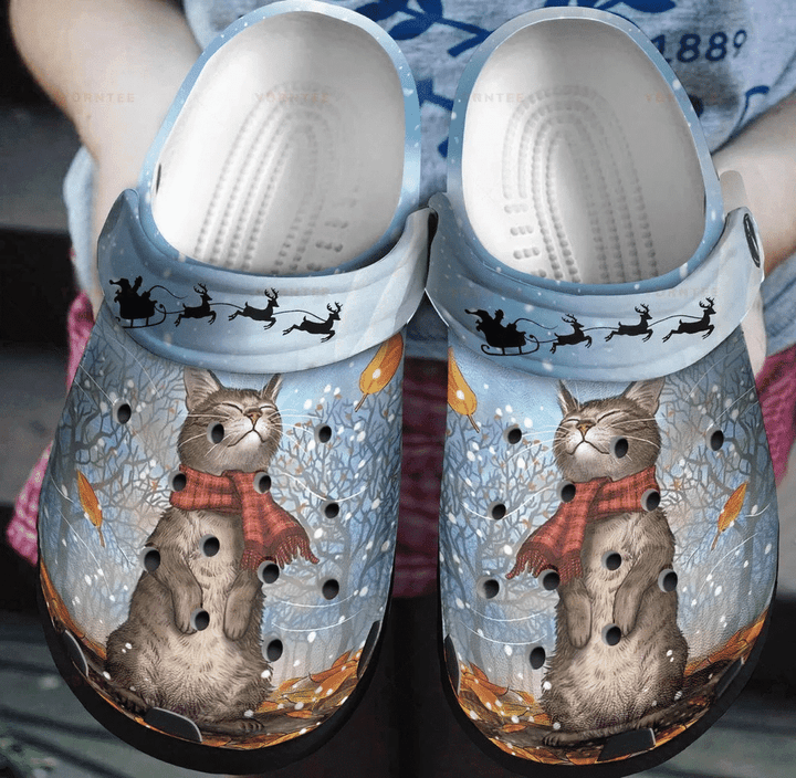 Cat And Winter Gift For Lover Rubber Crocs Clog Shoes Comfy Footwear