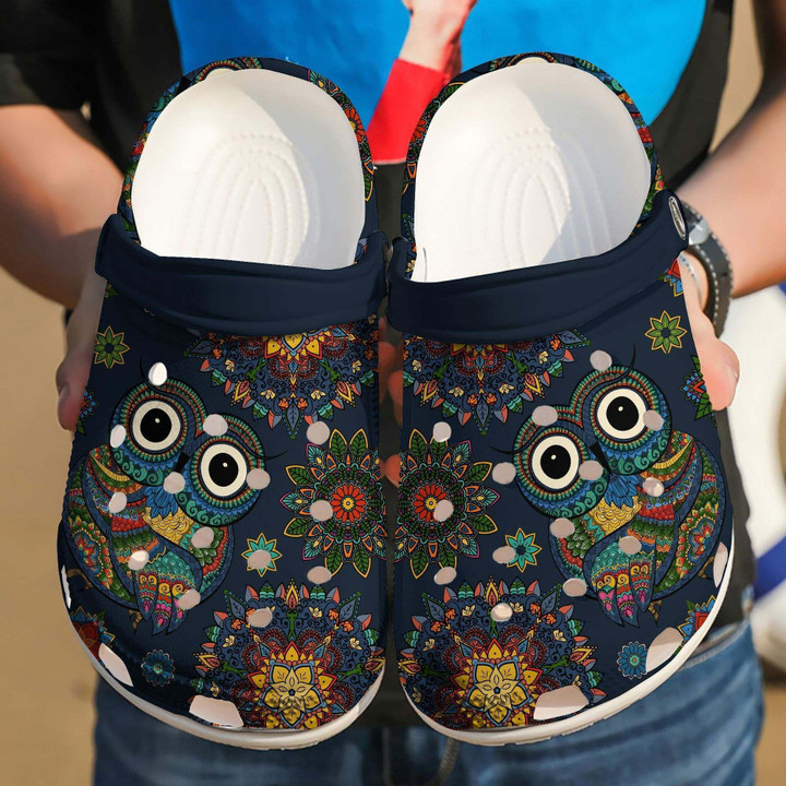 Owl Hippie Animal Hippie Mandala Gift For Lover Rubber Crocs Clog Shoes Comfy Footwear