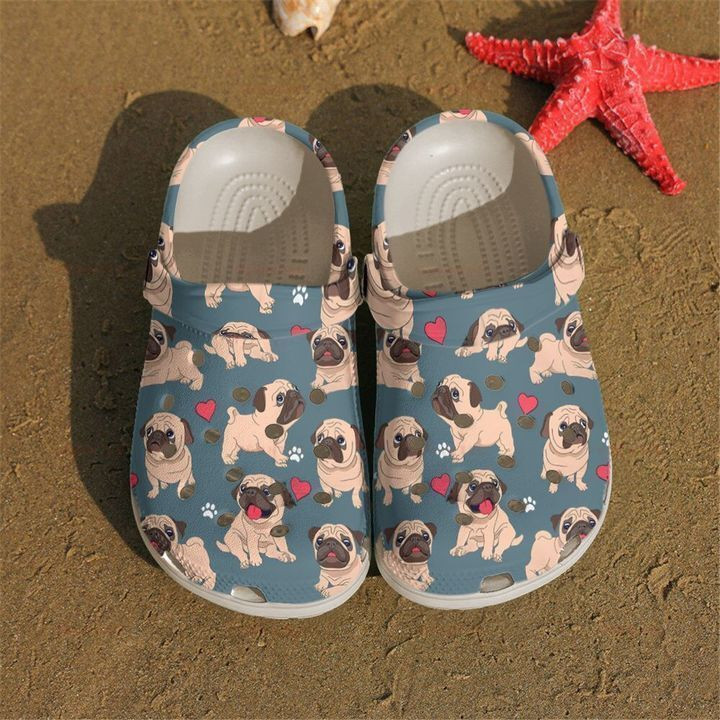 Pug I Love My Pugs Gift For Lover Rubber Crocs Clog Shoes Comfy Footwear