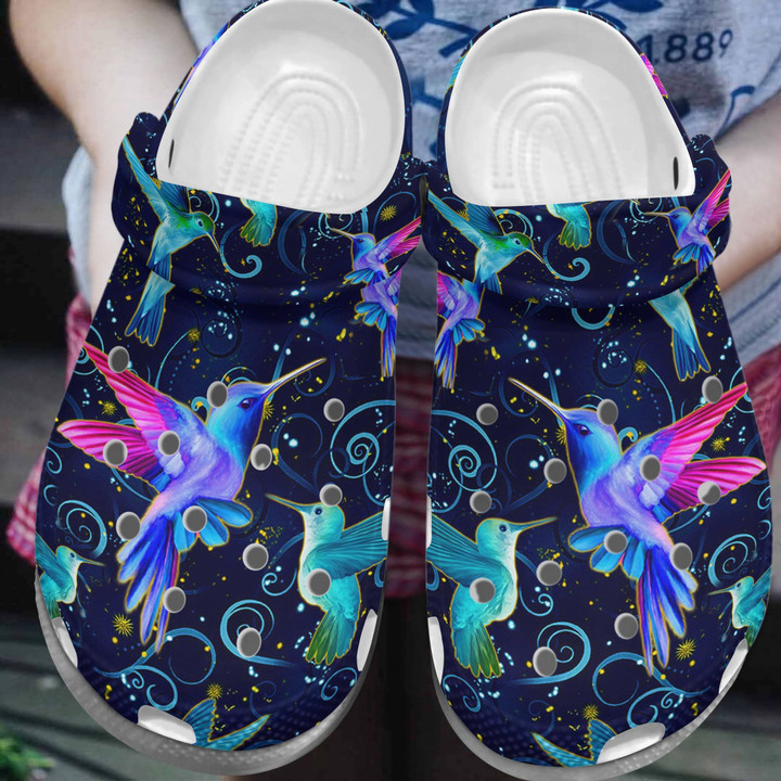 Hummingbirds In The Night Light Shoes - Hummingbird Flower Couple Outdoor Shoes Birthday Gift For Women Men