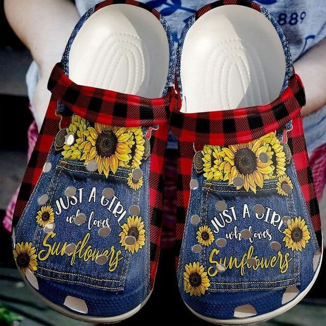Sunflower Just A Girl Who Loves Jean Gift For Lover Rubber Crocs Clog Shoes Comfy Footwear