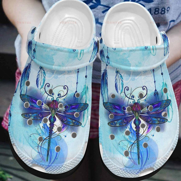 I Love Dragonfly Blue Gift For Lover Rubber Crocs Clog Shoes Comfy Footwear