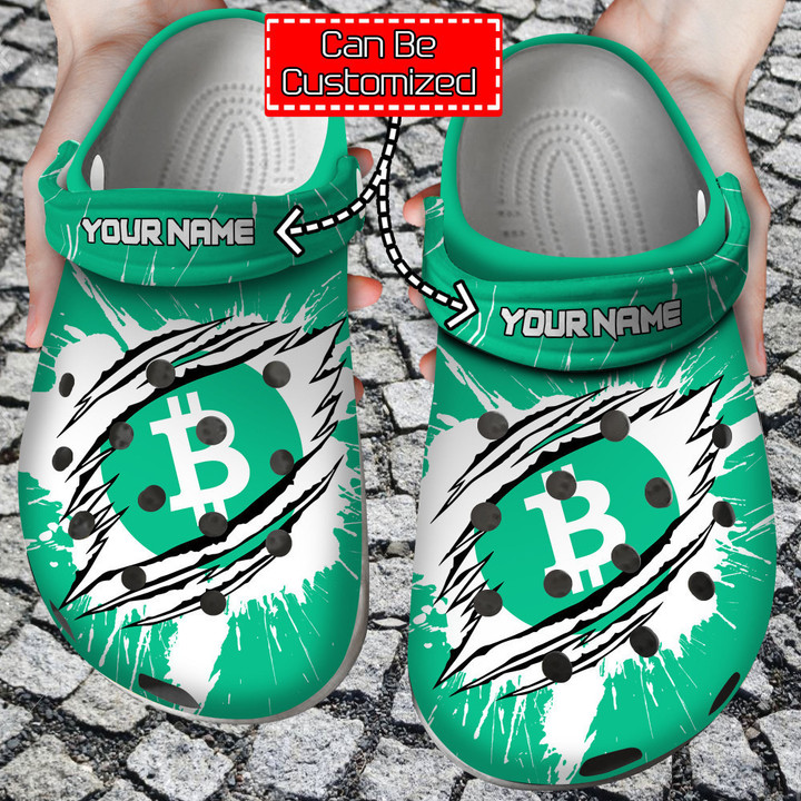 Crypto Crocs - Personalized Bch Coin Ripped Through Clog Shoes For Men And Women