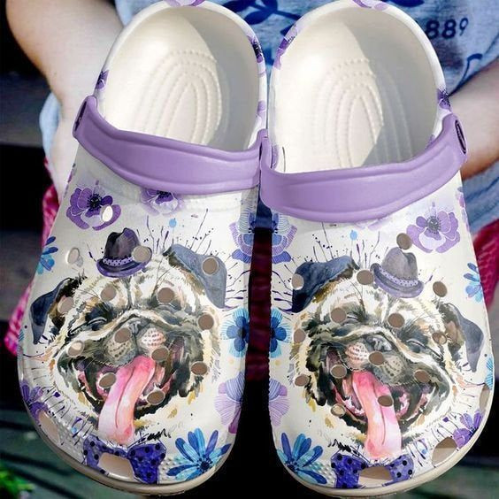 Pug Dog Love Gift For Lover Rubber Crocs Clog Shoes Comfy Footwear