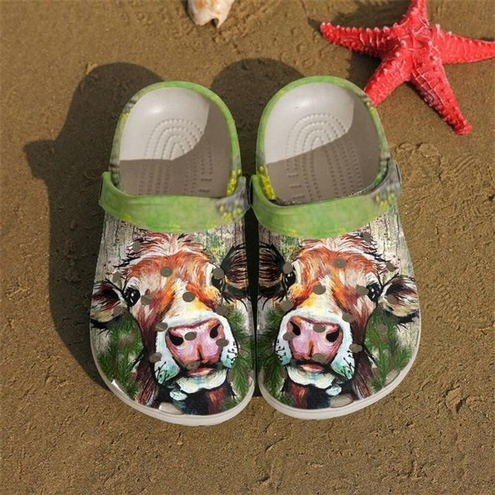 Love Cow Art Rubber Crocs Clog Shoes Comfy Footwear