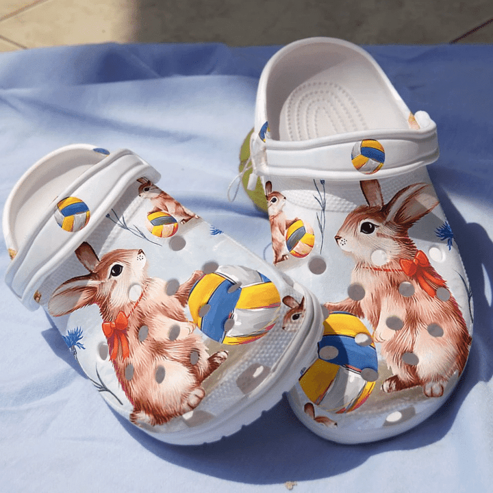 Adore Rabbit Volleyball With Rabbit Gift For Lover Rubber Crocs Clog Shoes Comfy Footwear