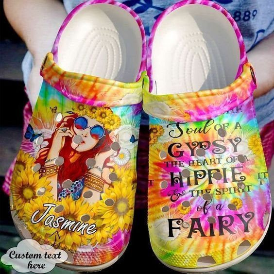 Custom Name Love Hippie Rubber Crocs Clog Shoes Comfy Footwear