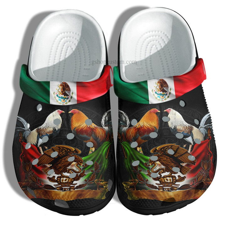Mexico Eagle Chicken Flag Croc Shoes Gift Men Father Day- Chicken Mexican Lover Crocs Shoes Gift Men Women