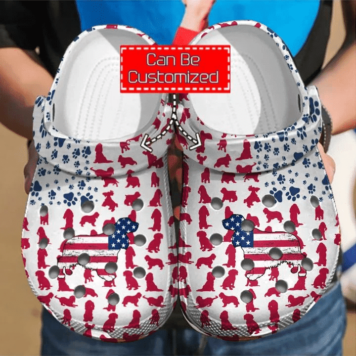 Animal Print Crocs - Cocker Spaniel American Flag Clog Shoes For Men And Women