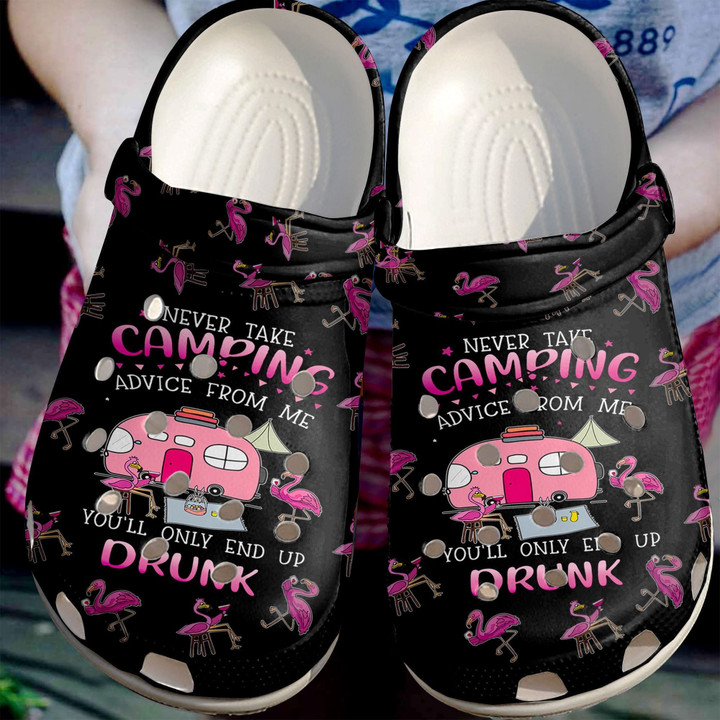 Camping Advices From Me Shoes - Flamingo And Bus Camp Custom Shoe Birthday Gift For Women Girl