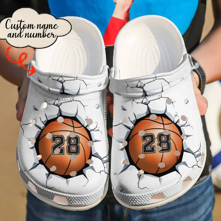 Basketball Crocs - Basketball Personalized Breaking Wall Clog Shoes For Men And Women