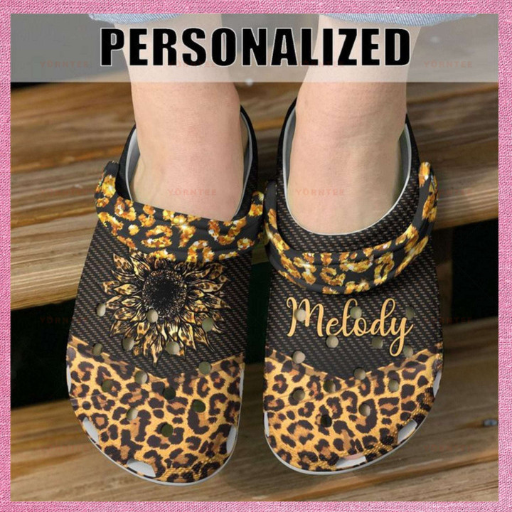 Personalized Cheetah Sunflower Gift For Lover Rubber Crocs Clog Shoes Comfy Footwear