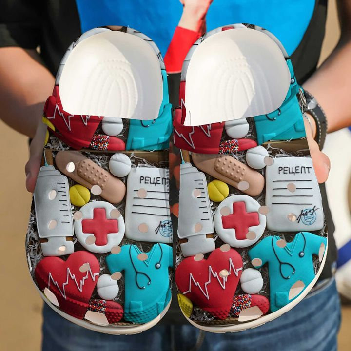 Nurse Heart Love Doctor Gift For Fan Classic Water Rubber Crocs Clog Shoes Comfy Footwear