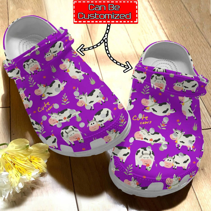 Personalized Cute Cow Pattern Crocs Clog Shoes Cow Print Crocs