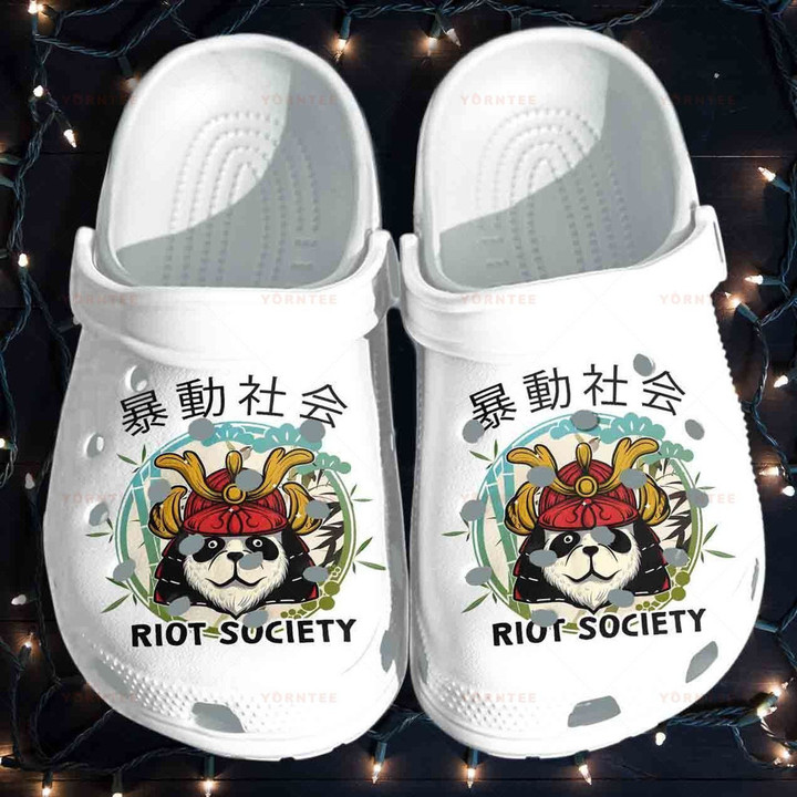 Cutie Panda Japanese Style Riot Society Panda Gift For Lover Rubber Crocs Clog Shoes Comfy Footwear
